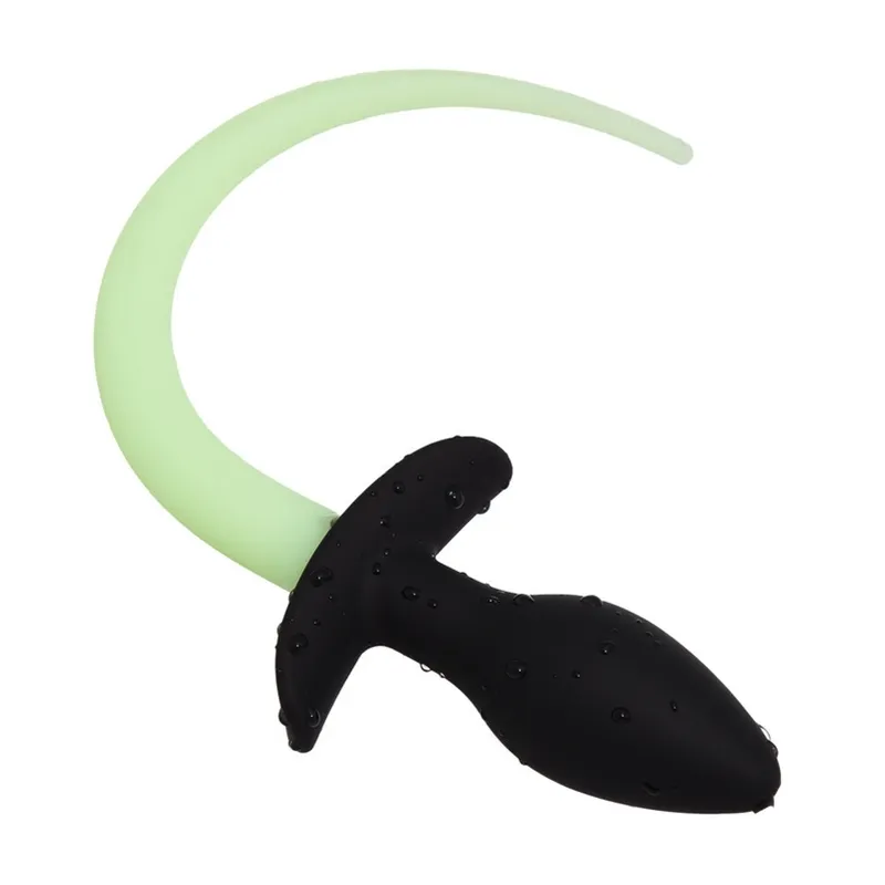 Kinky Puppy Plug Queue de chien phosphorescente Luminous Puppy 8 x 3.2cm Vert Fluo